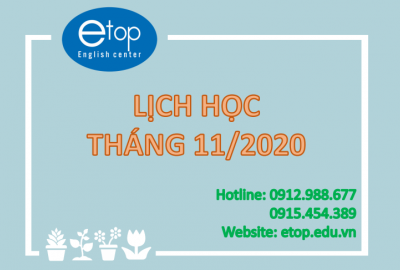 Lịch học tháng 11 năm 2020